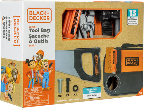 BLACK+DECKER Junior Tool Bag 13 Piece Set - includes Hammer, Hand Saw, Screw Driver & More!...