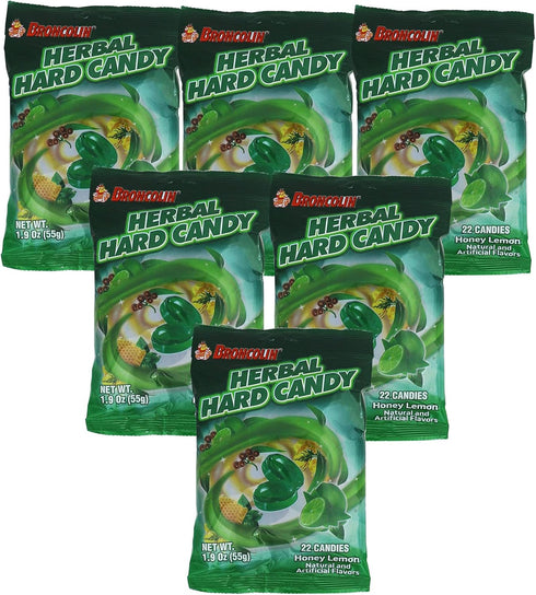 Broncolin Honey and Herbal Extracts, Honey Lemon Flavor, 6-Pack of 22 Drops Each, 6 Bags...