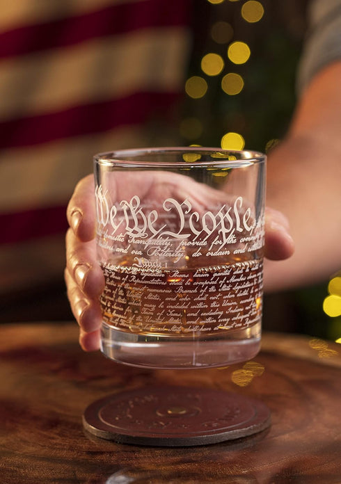Constitution Of The United States - Old Fashioned Whiskey Rocks Glass - We The People American USA Patriotic Gift - 10 oz - Made in USA...