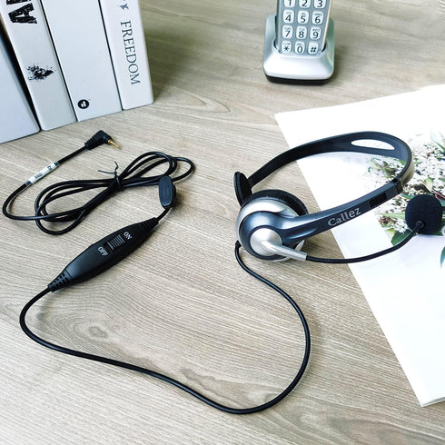 Callez Phone Headset with Noise Cancelling Microphone and Volume Control, Office 2.5mm Telephone Headsets Compatible with Panasonic AT&T ML17929 V...