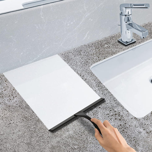 All-Purpose Stainless Steel Shower Squeegee for Shower Doors with 2 Adhesive Hooks, Bathroom Cleaner Tool Household Window Mirror Squeegee for Hom...