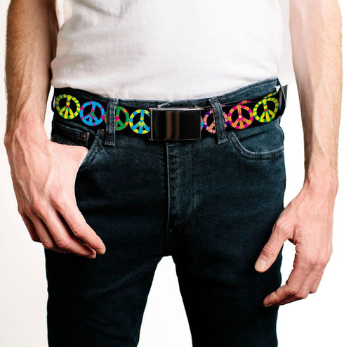 Buckle-Down Men's Web Belt Peace, Multicolor, 1.5" Wide-Fits up to 42" Pant Size...