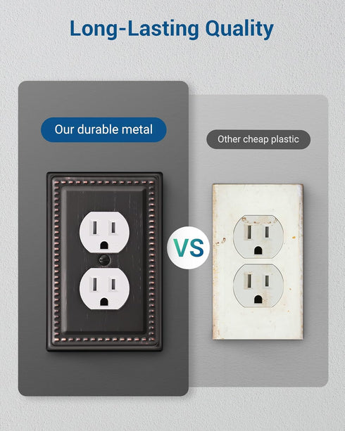 DEWENWILS 4-Pack Metal Wall Plates, Electrical Outlet Cover Plates, Aged Bronze for Home Decor...