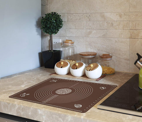 Silicone Baking Mat for Rolling Pastry Dough with Measurements, 25.6 x 17.7 BPA Free Non stick and Non Slip Coffee Table Sheet Baking Supplies for...