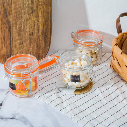 Encheng Glass Jars With Airtight Lids, 6 oz Mason Jars,Glass Jar With Leak Proof Rubber Gasket 200ml,Storage Jar With Hinged Lid for Home and Kitc...