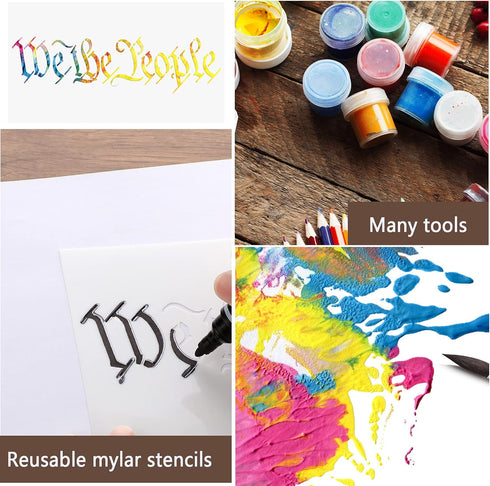 6 Pieces American Flag Stencils We The People Stencil Reusable Tracing Templates US Flag Painting Templates for Painting on Wood for DIY Card Albu...