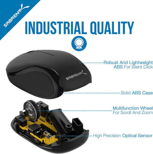 SABRENT Mini Travel 2.4GHz Wireless Mouse with Nano Receiver (MS-WSML)...