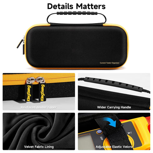 OLAIKE KingSung Hard Carrying Case For Fluke 323/324/325/302/303/305 Digital Clamp Multimeters, Wide Rubber Handle Strap With EVA Strong Drop-Resi...