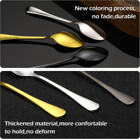 12 Pcs Demitasse Espresso Spoons Set, 4.7" Mini Coffee Spoons, Tiny Tea Spoons, Stainless Steel Small Spoons for Dessert, Tea, Appetizer, Small Se...