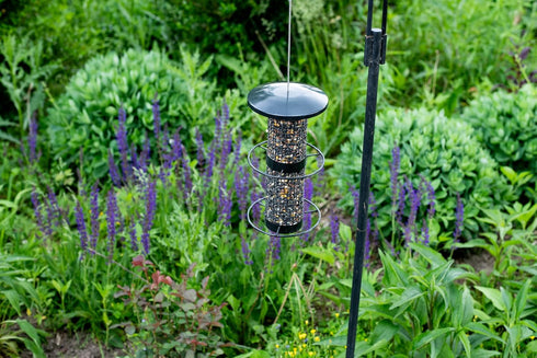 Nat & Jules Large Matte Black 11 inch Metal Hanging Outdoor Bird Feeder...