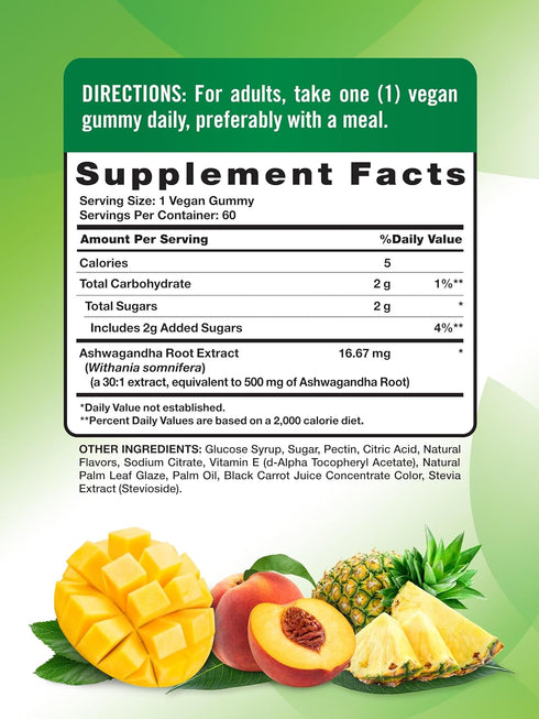 Nature's Truth Ashwagandha Gummies | 60 Tropical Flavor Gummies | Vegan, Non-GMO, & Gluten Free Supplement...