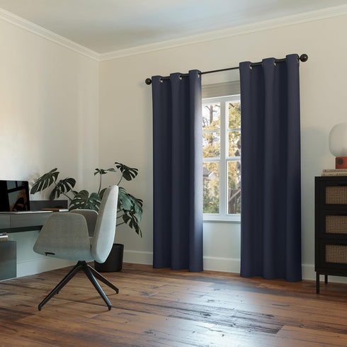 Sun Zero Easton Energy Saving Blackout Grommet Curtain Panel, 40" x 63", Navy Blue...