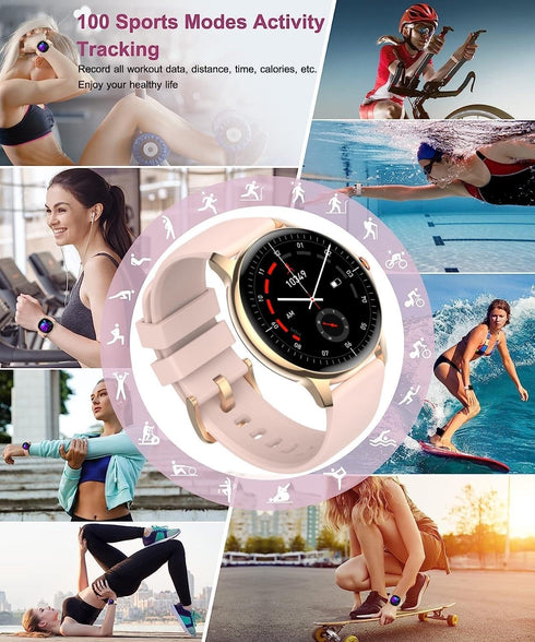 Holiday Smart Watches for Women Men, 1.32” Full Touch Screen Heart Rate/Sleep Monitor/Pedometer, IP68 Waterproof Fitness Watch for Android iOS Pho...