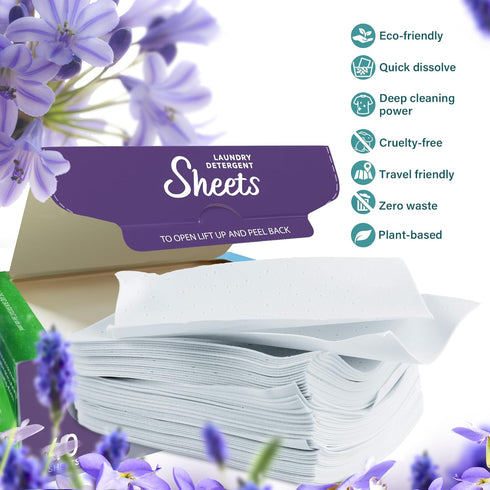 Laundry Detergent Sheets, Zinshine Plant-Based Eco Friendly Laundry Sheets, Hypoallergenic Washing Sheets - Lavender Scent - for Travel, Apartment...
