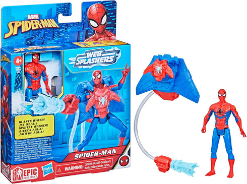 Marvel Spider-Man Aqua Web Warriors 4-Inch Spider-Man Action Figure with Refillable Water Gear Accessory, Action Figures for Boys and Girls 4 and ...