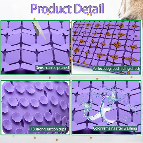 Silicone Snuffle Mat for Small Medium Dogs,Slow Feeder Lick Mat for Pet Slow Down Eating,Encourages Natural Foraging Skill,Interactive Feed Game T...