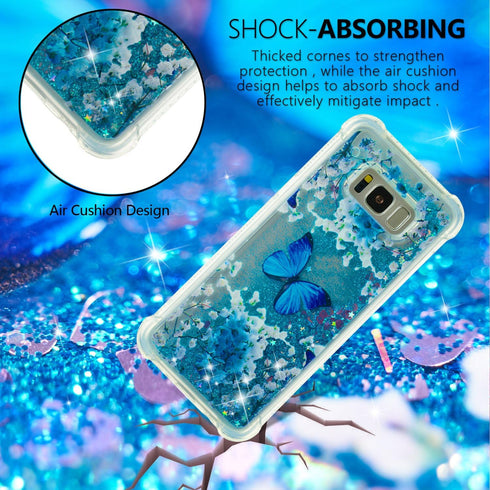 S8 Plus Case, Cute Painted Glitter Liquid Sparkle Floating Bling Quicksand Shockproof Protective Bumper Silicone Case Cover for Samsung Galaxy S8+...