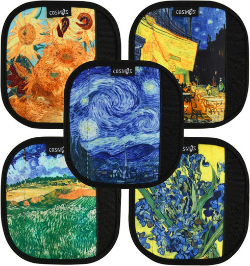 CM Pack of 5 Neoprene Luggage Handle Wrap Handle Grip Luggage Identifier for Travel Bag Luggage Suitcase (Painting Patterns - VANGO (5 Pcs))...