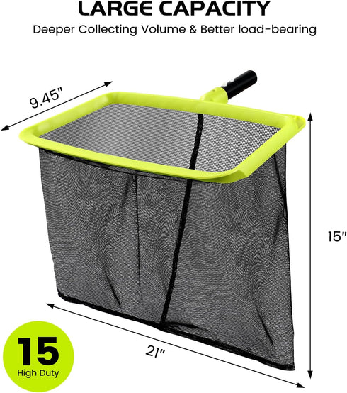 Pool Net - Pool Skimmer Net with Reinforced Frame without Pole, Larger Capacity Swimming Pool Leaf Skimmer Net for Cleaning, Firm Deep Rake Net wi...