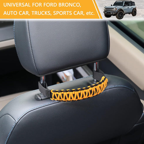 Headrest Grab Handles for Jeep Wrangler, Toyota Tacoma, Trucks, SUV, Ford Bronco - Paracord Handles, Universal, Yellow, 1 Pair...