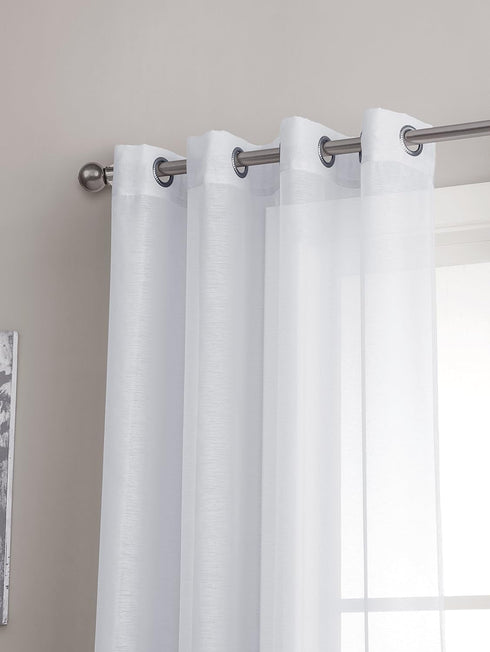 LinenZone Sheer Curtains. Faux Linen White Sheer Curtains. 2 Sheer Curtain Panels in Package. Elegant 84 Inch Curtains for Living Room, Bedroom, K...
