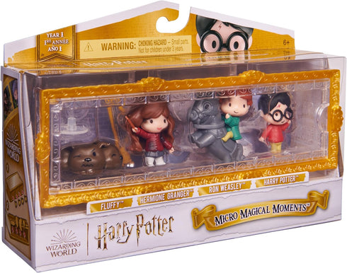 Wizarding World Harry Potter, Micro Magical Moments Scene Gift Set with Exclusive Harry, Hermione, Ron, Fluffy Action Figures & Case, Kids Toys...