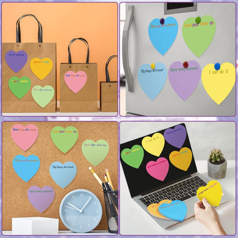 Teling 24 Pieces Inspirational Sticky Notes Graduation Gift Heart employee gifts Cute Sticky Note Pads Gifts for Reminder Work Studying 3x3 inch(V...