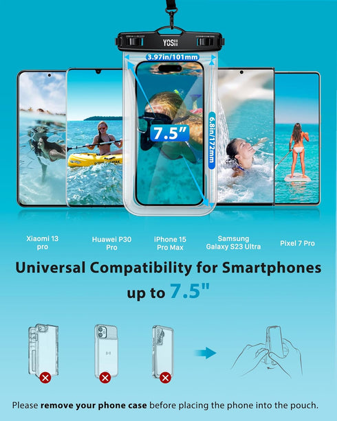 YOSH IPX8 Floating Waterproof Phone Pouch, Floatable Waterproof Phone Case Dry Bag for Swimming with Adjustable Lanyard for iPhone 14 13 12 11 Pro...