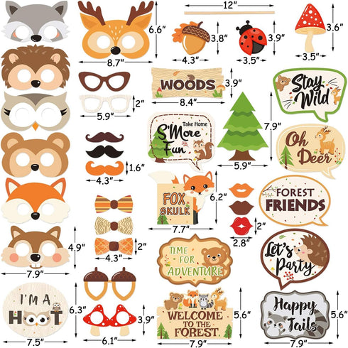 35 PCS Woodland Animal Photo Booth Props Wild One Camping Forest Theme Party Favors Decorations for Woodland Creatures Baby Shower Birthday Party ...