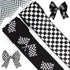 Racing Flag Black White Ribbon Wired Edge Ribbon, Plaid Check Burlap Ribbon, Blakc White Wired Ribbon for Gift Wrapping, Wreath Bows Making, Craft...