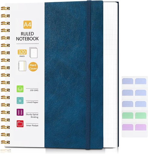 Hardcover Spiral Notebook, College Ruled Notebook Journal with 320 Pages, 8.5''×11'' Lined Journaling for Women Men, A4 Leather Writing Journals f...