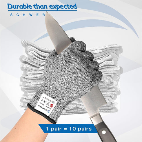 Schwer SlicePro ANSI A9 Cut Resistant Gloves, Food Grade Reliable Cutting Gloves, Mandoline Gloves for Kitchen Meat Cutting, Oyster Shucking, Fish...