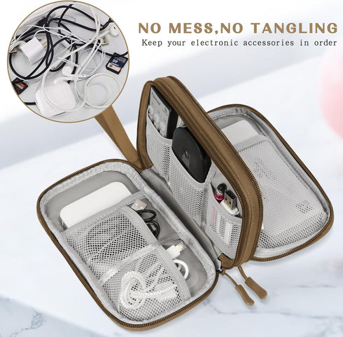 FYY Electronic Organizer, Travel Cable Organizer Bag Pouch Electronic Accessories Carry Case Portable Waterproof Double Layers Storage Bag for Cab...