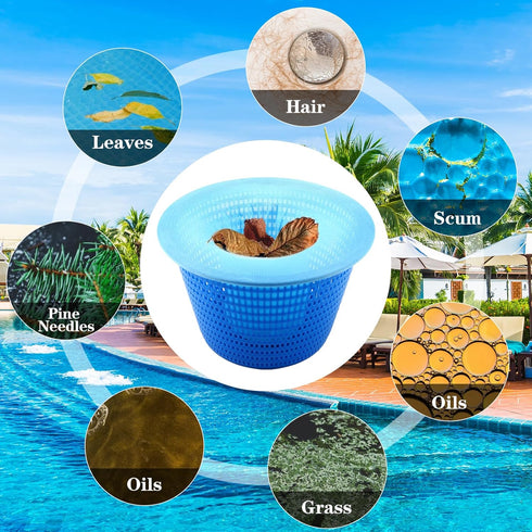 50 Pack Pool Skimmer Socks,Blue Pool Filter Socks for Skimmer Basket for Above Ground and Inground Pool Fine Mesh Screen Pool Skimmer Scum Socks S...