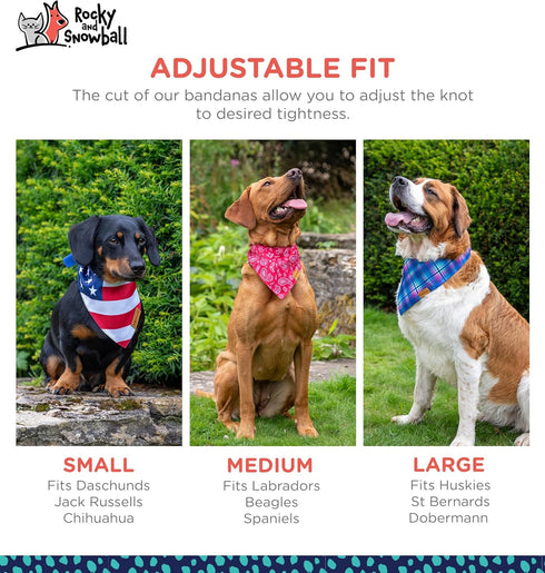 Dog Bandanas, Pet Bandanas for Dogs - Puppy Bandana, Reversible Scarf, Soft & Breathable, Dog Scarf for Medium & Large Dogs...