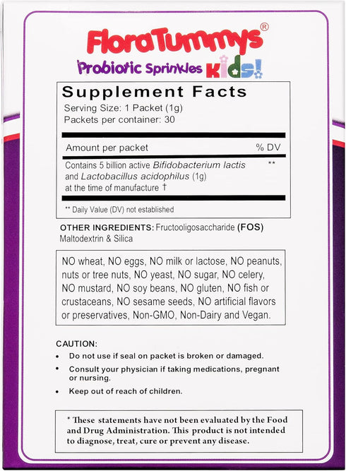 Probiotics for Kids: 30 Taste-Free Powder Packets, Free of Food Allergens, Non-Dairy, Gluten Free, Sugar Free, Non-GMO, Vegan...