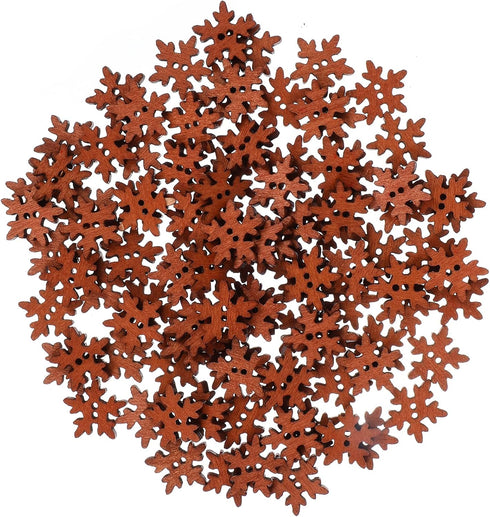 SUPVOX 100pcs Christmas Wooden Snowflake Buttons White Mini Buttons Decoration for DIY Scrapbooking Craft 18MM…...