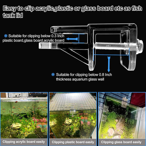 6 pcs Aquarium lid Clips Rimless Aquarium Fish Tank top Cover lid Hood Support Holder Glass Aquarium Acrylic Fish Tank top Clip...
