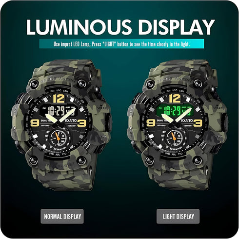 Gosasa Men's Large Face Outdoor Sports Watches Military S-Shock Watch Waterproof, Backlight, Alarm, Stopwatch Features - Rugged Wristwatch for Tra...