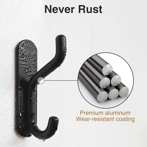 4 PCS Coat Hook Adhesive Towel Hook Heavy Duty Wall Mounted Black...
