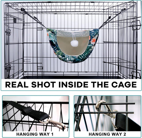 Cat Cage Hammock, Double Layer Soft Plush Hanging Pet bed, Suitable for Indoor Cats Kitten Ferret Hamster Rabbit or Small Animals, 2 Level Comfort...