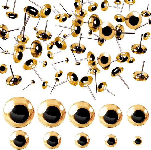 TOAOB 100pcs Yellow Glass Eyes Kits 3mm to 12mm Assorted Sizes for Crafts Needle Felting Bears Dolls Decoys Sewing...