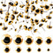 TOAOB 100pcs Yellow Glass Eyes Kits 3mm to 12mm Assorted Sizes for Crafts Needle Felting Bears Dolls Decoys Sewing...