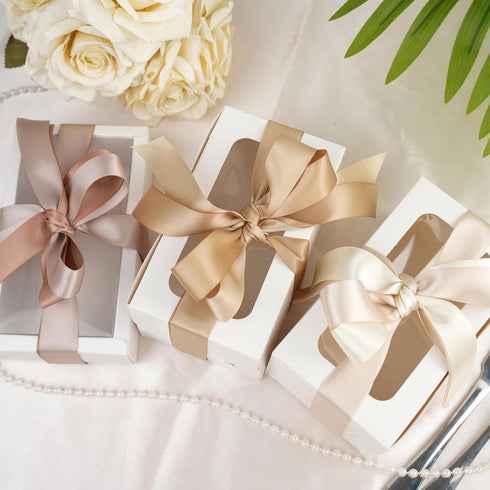 Champagne Ribbon 1 Inch Satin Ribbon 6 Rolls Assortment Pale Gold Ribbon for Wedding Silk Antique Gold Ribbon for Baby Shower Ribbon for Gift Wrap...