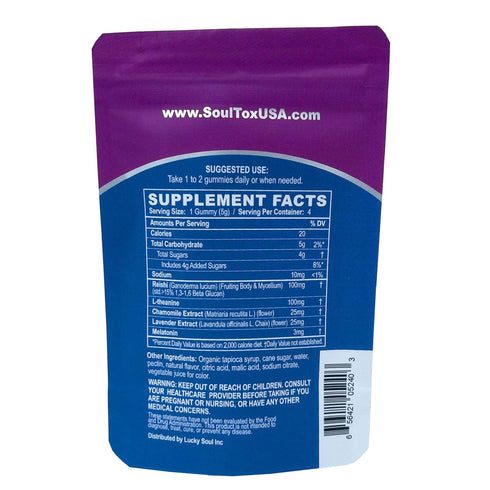 Soultox Sleep Mushroom Gummy Packs - Berry Flavor - Reishi Mushrooms, Melatonin, Botanicals - Enhanced Wellness Blend - All-Natural Vegan Formulat...