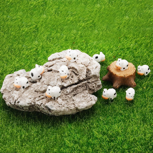 (40PCS) 20 Pcs Mini Cow 20 Pcs Mini Green Frog Mini Garden Decor Figurines Mini Resin Cow Miniature Animals Figurines Fairy Garden Miniature Moss ...
