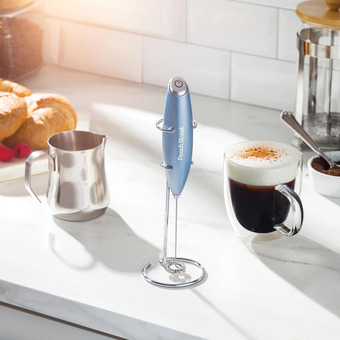 Powerful Handheld Milk Frother, Milk Foamer, Battery Operated (Not included) Stainless Steel Drink Mixer with Frother Stand for Coffee, Lattes, Ca...
