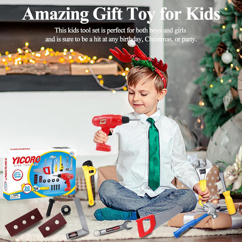 Kids Tool Set – 20 PCS Toddler Tool Set with Toy Drill, Pretend Play Kids Toys, Toy Tools for Kids Ages 3,4,5,6,7,8 Years Old, Boy Toys...