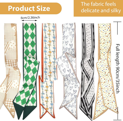 6 Pcs Women's Handbag Scarf Head Scarf for Hair Purse Scarf Handle Ribbon Satin Neck Scarf Neckerchief...