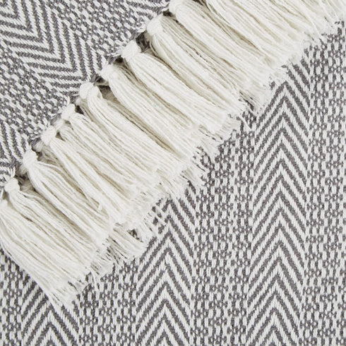 DII Herringbone Striped Collection Cotton Throw Blanket, 50x60, Gray...
